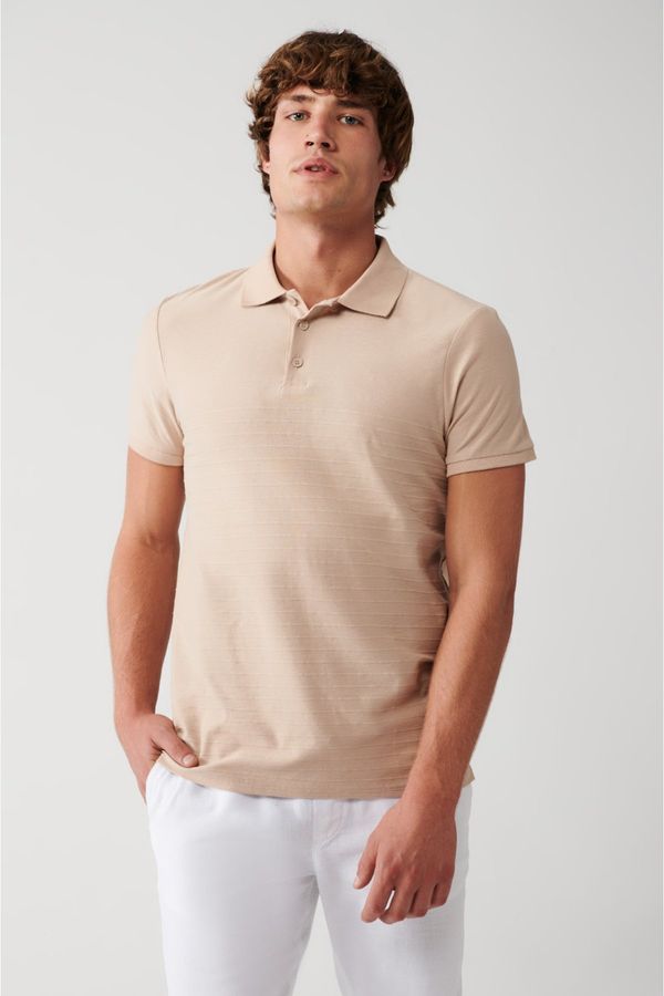 Avva Avva Men's Mink 100% Cotton Jacquard Polo Collar Standard Fit Regular Cut T-shirt