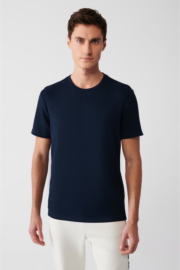 Avva Avva Men's Navy Blue Crew Neck Printed Soft Touch Regular Fit T-shirt