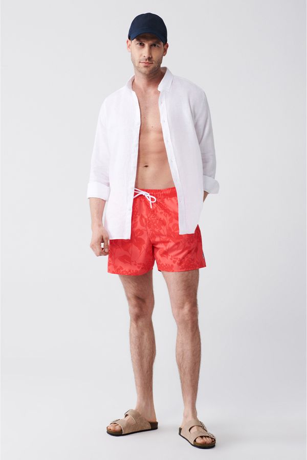 Avva Avva Men's Pomegranate Flower Quick Dry Printed Standard Size Swimwear Marine Shorts