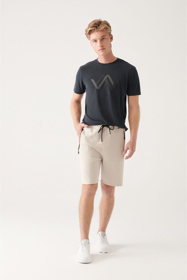 Avva Avva Men's Stone Soft Touch Pockets on the Side, Relaxed Fit, Comfortable Cut, Casual Sports Shorts