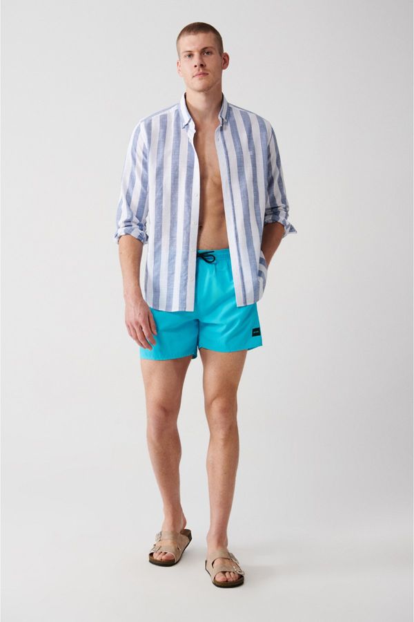 Avva Avva Men's Turquoise Quick Dry Standard Size Plain Swimwear Marine Shorts