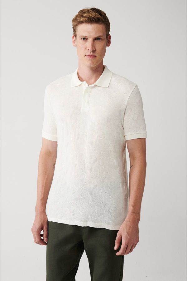 Avva Avva Men's White 100% Cotton 3-Button Polo Neck Ribbed Standard Fit Regular Cut T-shirt