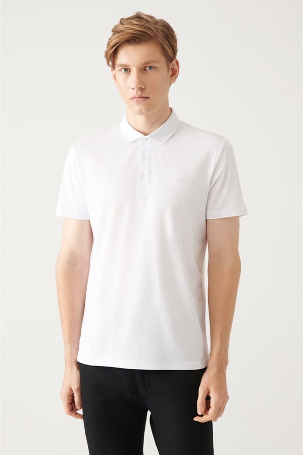 Avva Avva Men's White 100% Cotton Regular Fit 3 Button Roll-Up Polo T-shirt
