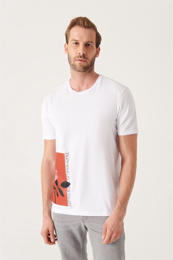 Avva Avva Men's White Graphic Printed Cotton T-shirt