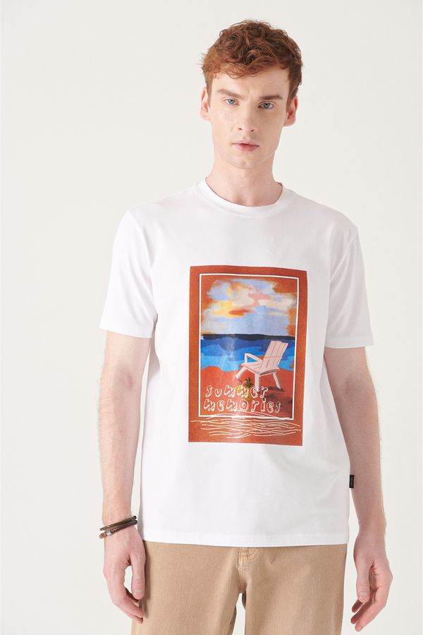 Avva Avva Men's White Motto Printed Cotton T-shirt
