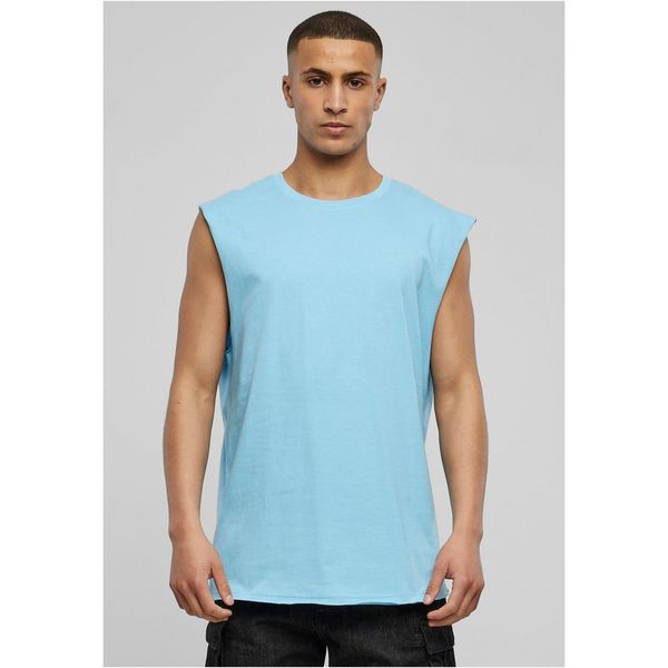Urban Classics Baltic blue sleeveless t-shirt with open brim