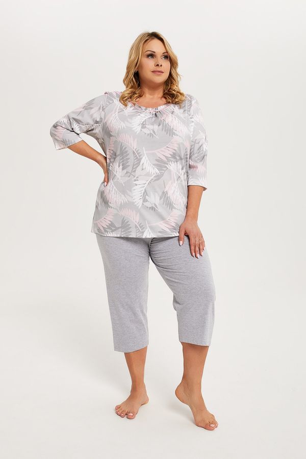 Italian Fashion Bartonia women's pyjamas, 3/4 sleeve, 3/4 leg - print/melange