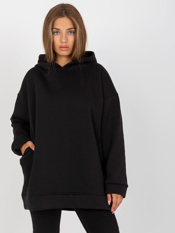 Fashionhunters Basic black sweatshirt with pockets