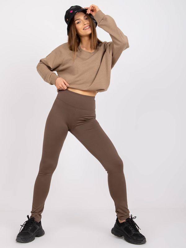 Fashionhunters Basic brown smooth leggings for everyday wear