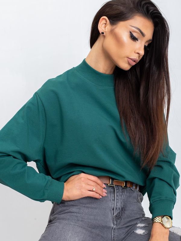Fashionhunters Basic cotton sweatshirt in dark green
