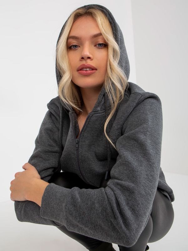 Fashionhunters Basic dark grey hoodie RUE PARIS
