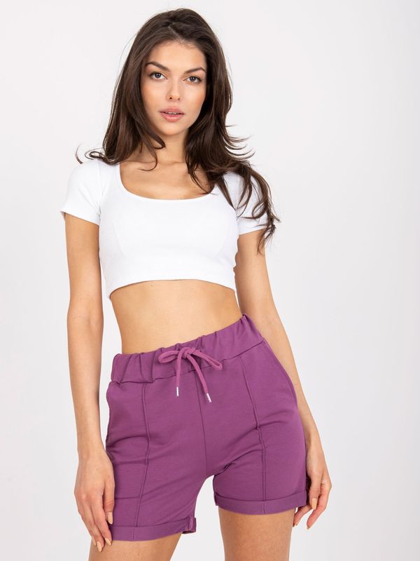 Fashionhunters Basic purple casual shorts with pockets