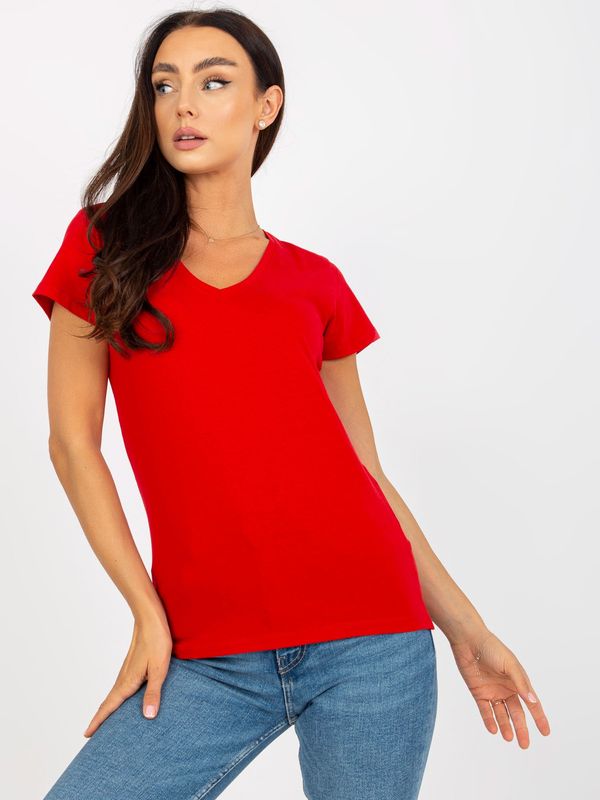 Fashionhunters Basic red women's short sleeve T-shirt