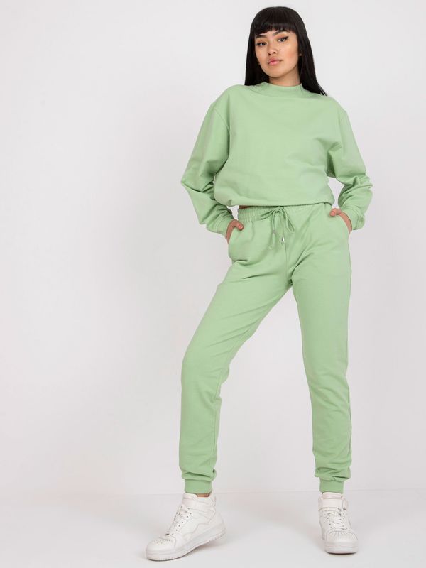 Fashionhunters Basic sweatpants made of pistachio cotton