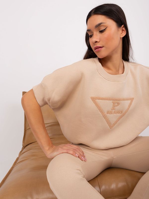 Fashionhunters Beige cotton tracksuit with sweatshirt