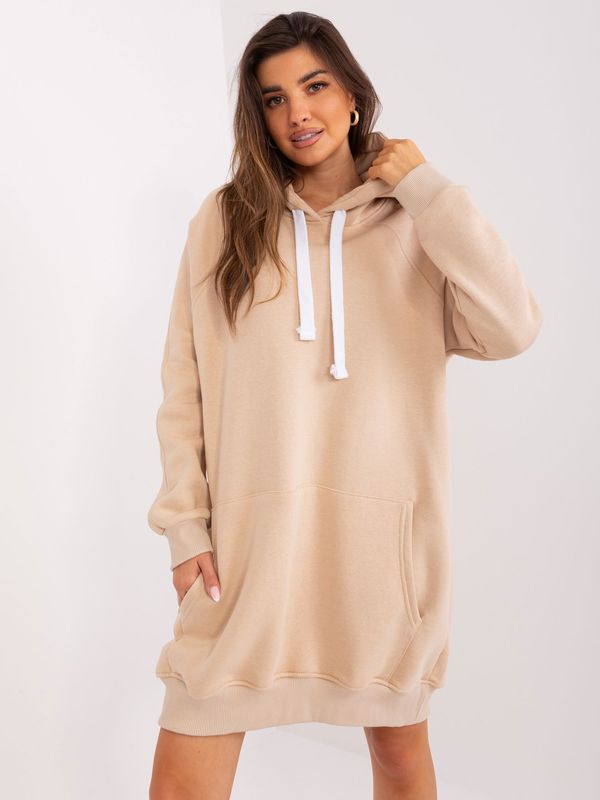 Fashionhunters Beige insulated kangaroo hoodie