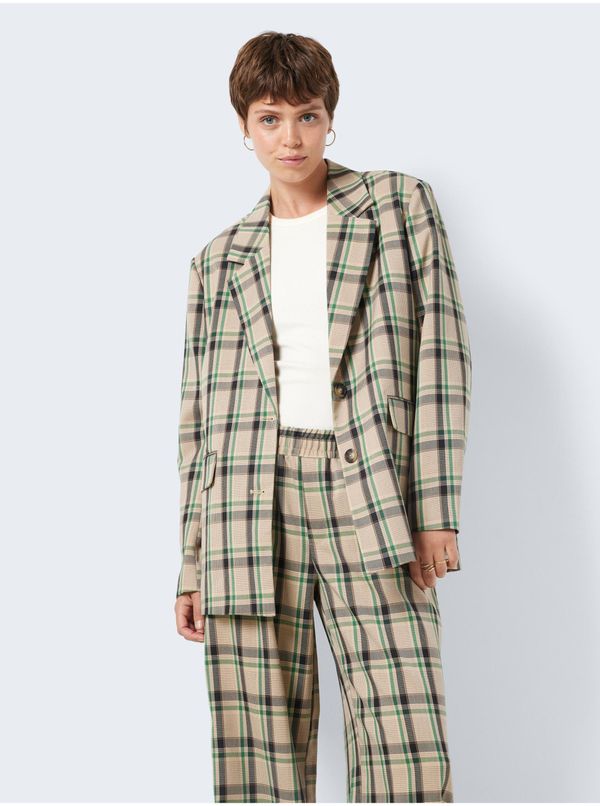 Noisy May Beige ladies oversize checkered jacket Noisy May Laura - Ladies