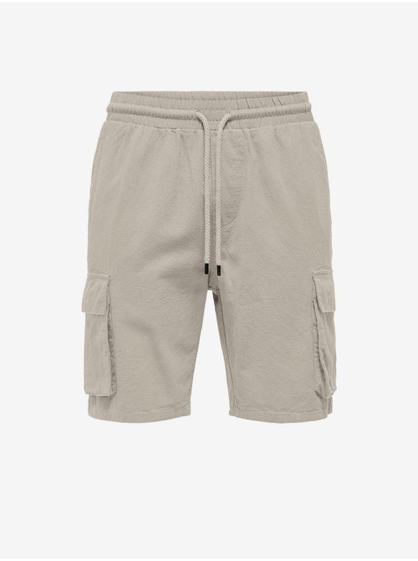 Only Beige men's linen shorts ONLY & SONS Sinus - Men