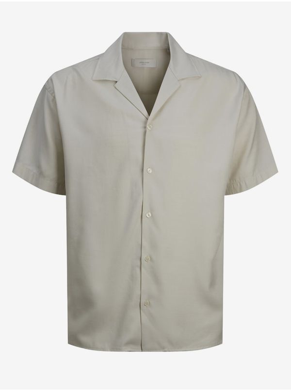 Jack & Jones Beige Men's Short Sleeve Shirt Jack & Jones Aaron - Men's