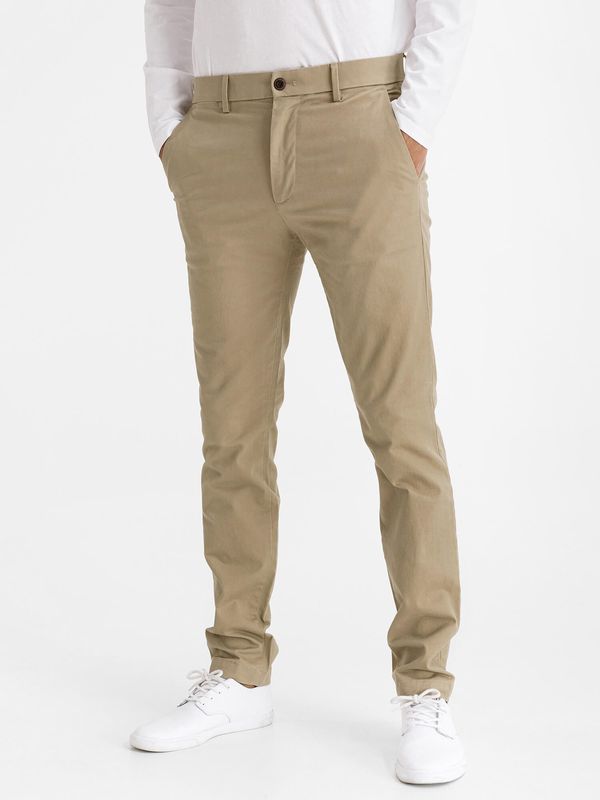 GAP Beige men's trousers modern khakis in skinny fit with GapFlex
