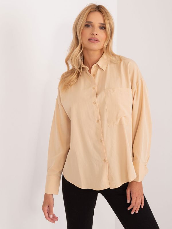 Fashionhunters Beige oversize shirt with buttons on the back