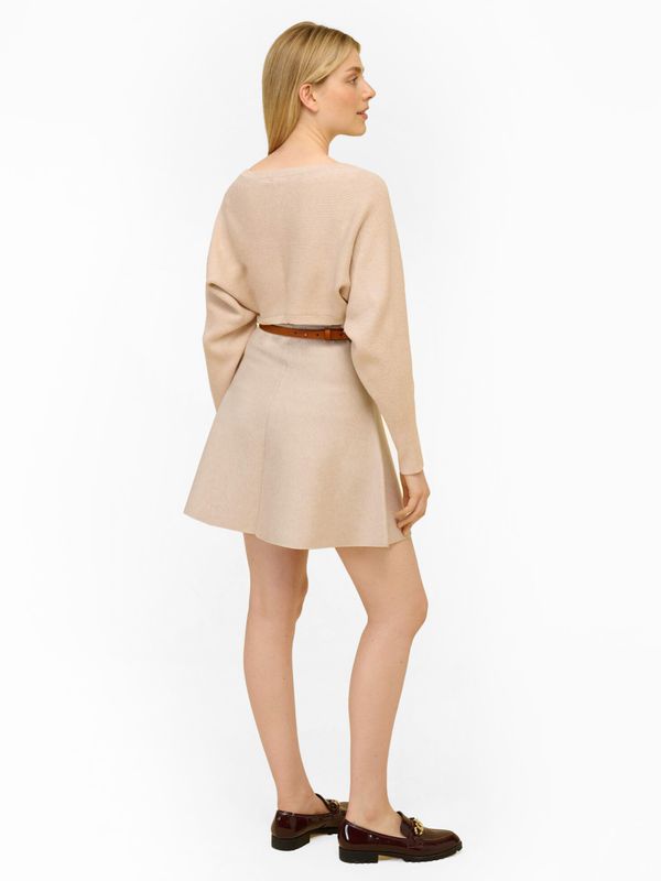 Orsay Beige Ribbed Short Cardigan with Balloon Sleeves ORSAY - Women