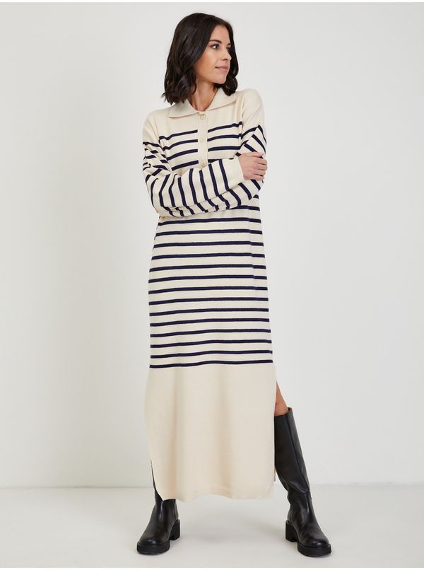 Vila Beige striped sweater maxi-dress VILA Elinia - Women