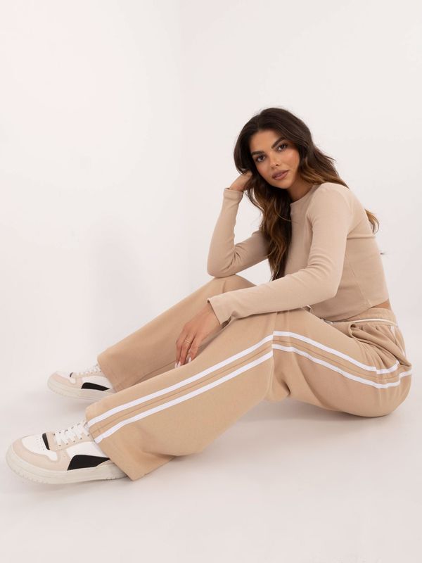 Fashionhunters Beige tracksuit with long trousers