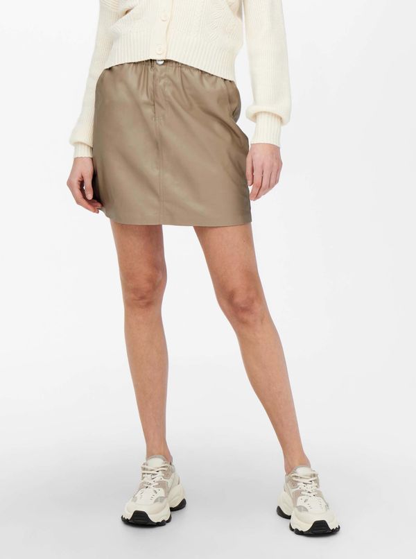 Only Beige women's faux leather short skirt ONLY Maureen - Women