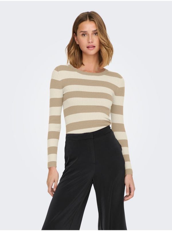 JDY Beige women's striped sweater JDY Plum - Women