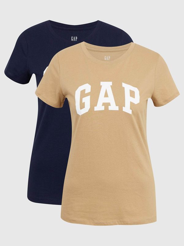 GAP Beige women's T-shirt GAP Logo franchise classic t-shirt, 2pcs