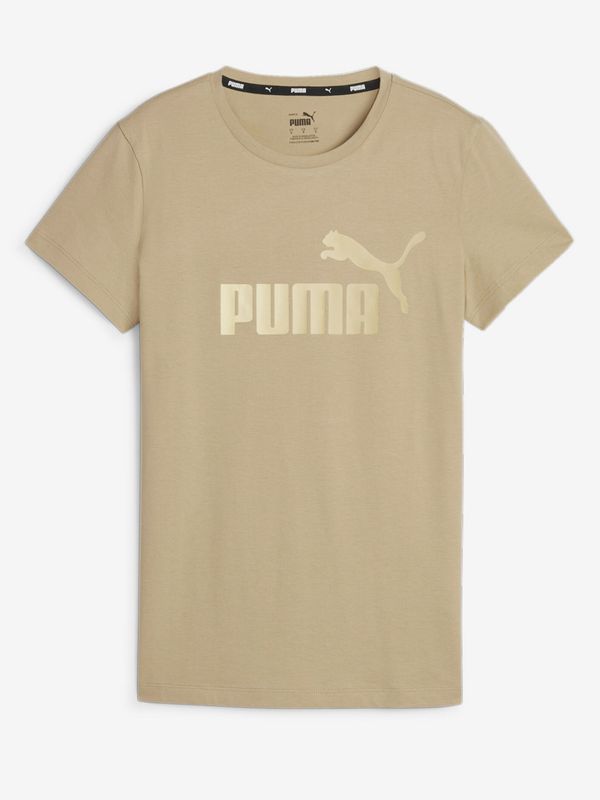 Puma Beige Women's T-Shirt Puma ESS+ Metallic Logo Tee