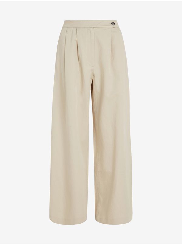 Tommy Hilfiger Beige women's wide trousers with linen Tommy Hilfiger - Ladies