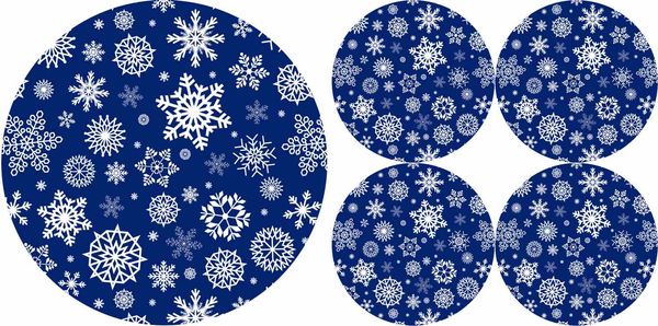 Bertoni Home Bertoni Home Unisex's 1+4 Round Table Pads Set Snow Navy Blue