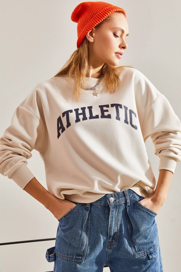 Bianco Lucci Bianco Lucci Women's Athletic Printed Three Thread Raised Sweatshirt