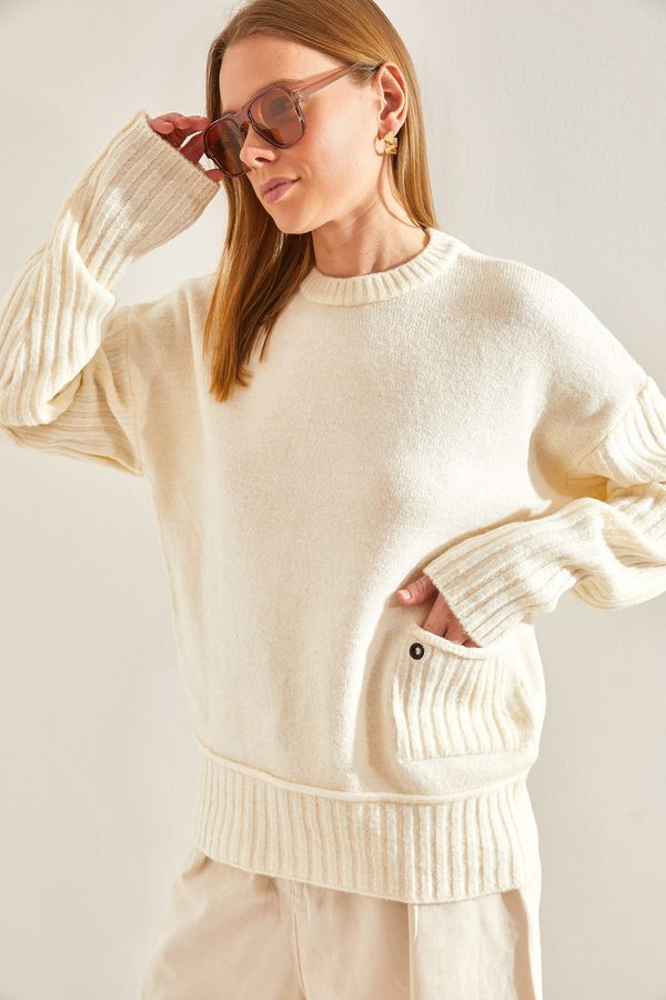 Bianco Lucci Bianco Lucci Women's Pocket Detailed Knitwear Sweater
