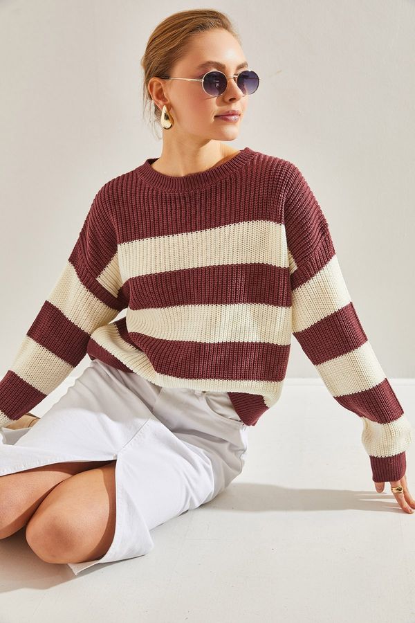 Bianco Lucci Bianco Lucci Women's Striped Knitwear Sweater