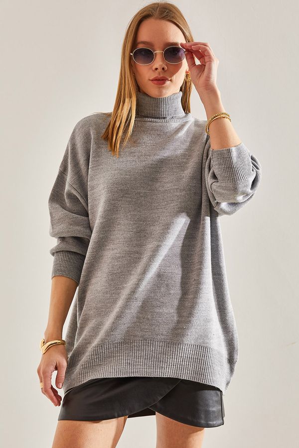 Bianco Lucci Bianco Lucci Women's Turtleneck Oversize Knitwear Sweater