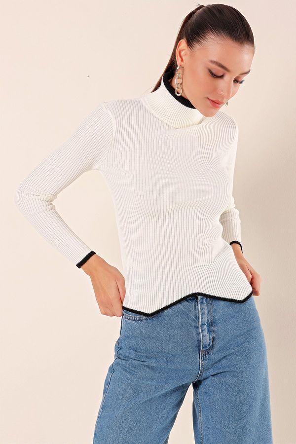 Bigdart Bigdart 15823 Turtleneck Knitwear Sweater - White