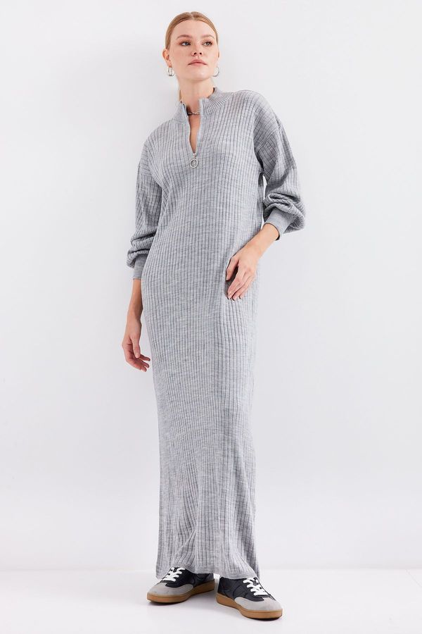 Bigdart Bigdart 15839 Full-length Knitwear Dress - Gray