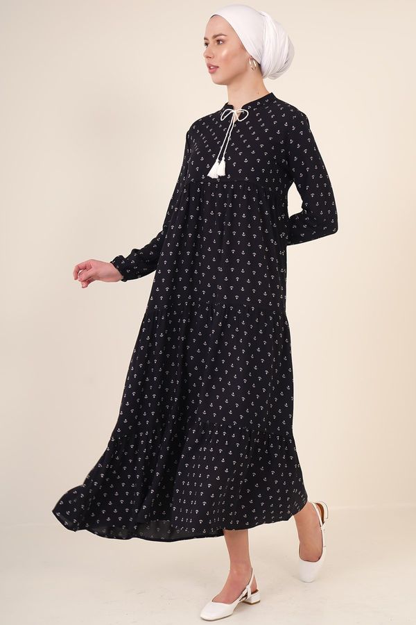 Bigdart Bigdart 1627 Desert, Lace-up Hijab Dress - Black