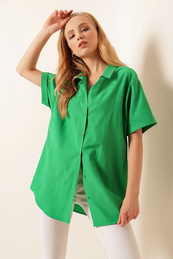Bigdart Bigdart 20120 Oversize Short Sleeve Shirt - Green