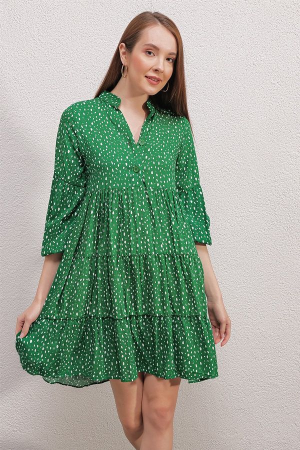 Bigdart Bigdart 2322 Patterned Dress - Emerald Green