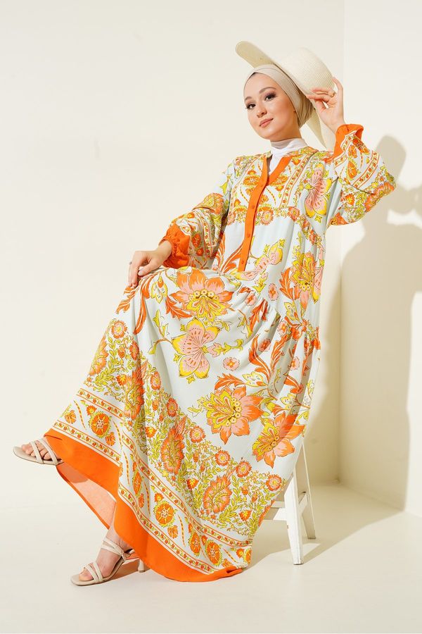 Bigdart Bigdart 2423 Authentic Patterned Dress - Orange