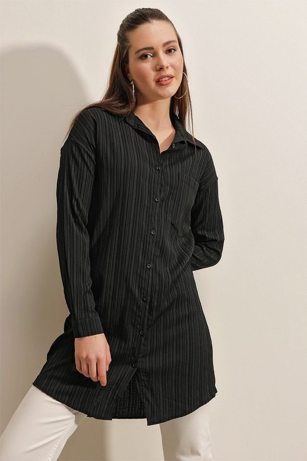 Bigdart Bigdart 5884 Long Shirt in Woven - Black