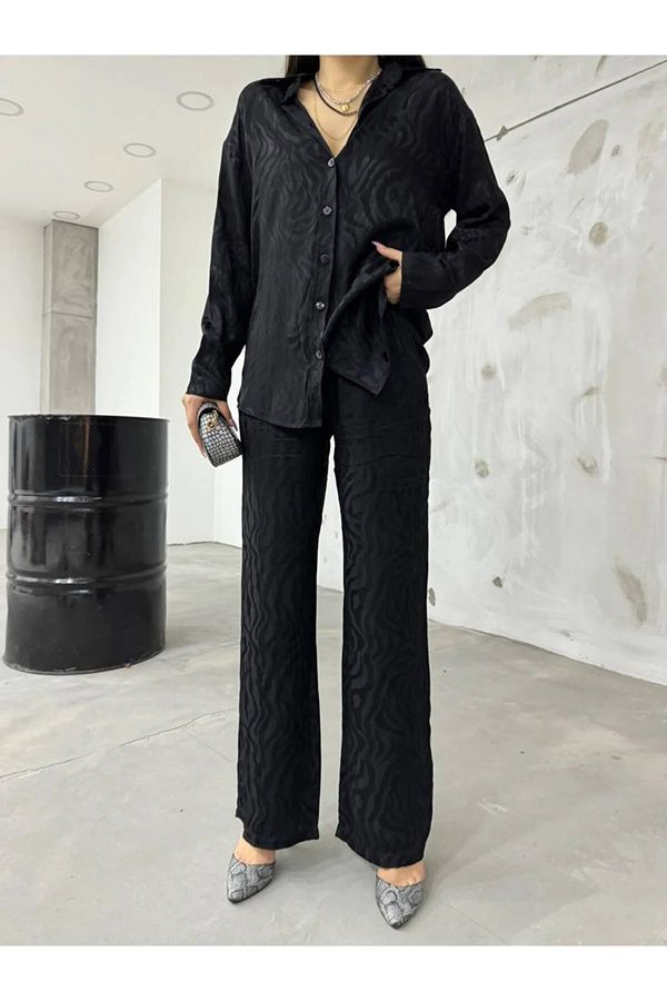 BİKELİFE BİKELİFE Women Zebra Pattern Satin Shirt Pants Suit