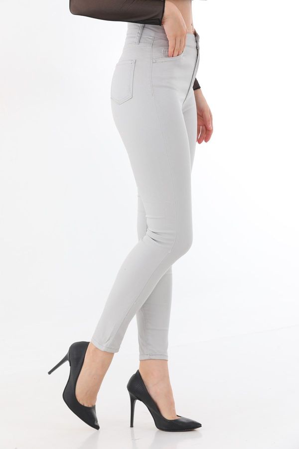 BİKELİFE BİKELİFE Women's Stone High Waist Ankle Length Slim Leg Skinny Lycra Trousers