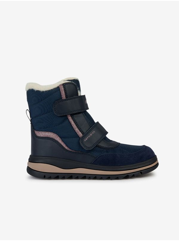 GEOX Black and Blue Girls' Ankle Snow Boots with Suede Details Geox Adel - Girls