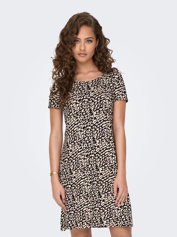 Only Black and cream patterned dress with straps on the back ONLY