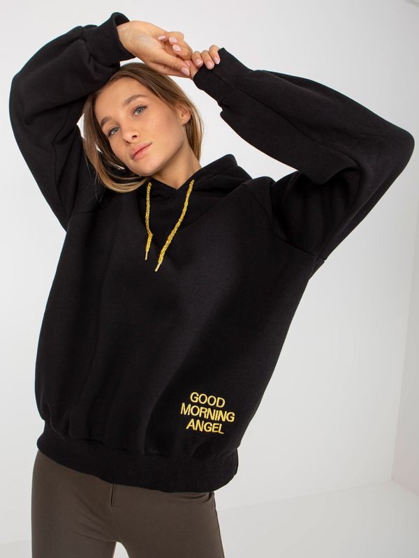 Fashionhunters Black and gold hoodie with Diego